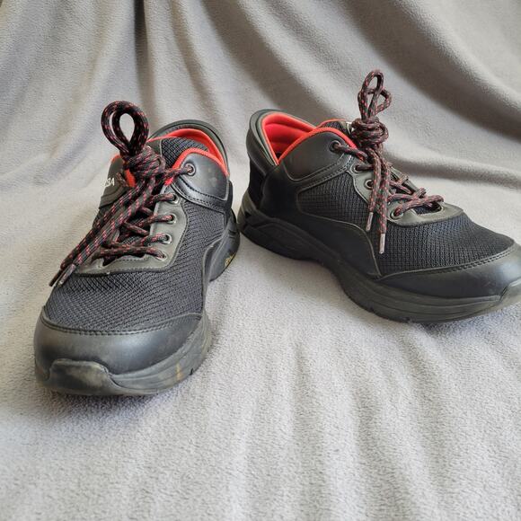 COSMIC BLACK ZEBA Sneaker Shoes Mens Size 12 Hands Free Slip On Tie Once Red - Picture 3 of 11